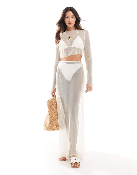 Metallic Wide Leg Beach Trousers Co-Ord