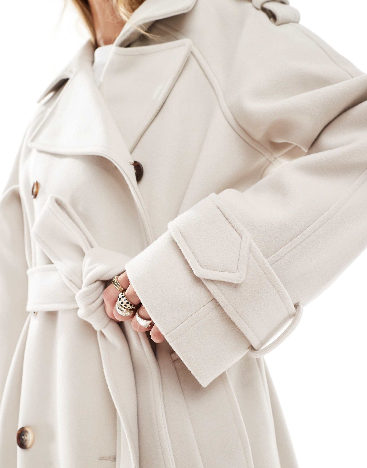 Formal Faux Wool Trench Coat