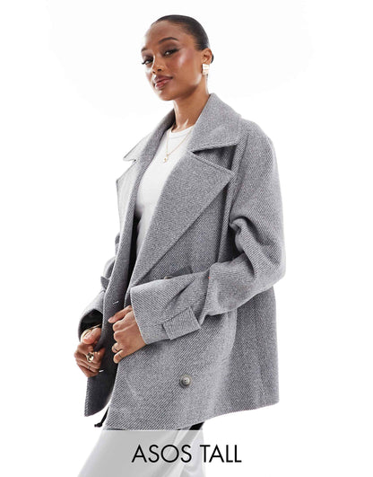 Tall Formal Faux Wool Pea Coat