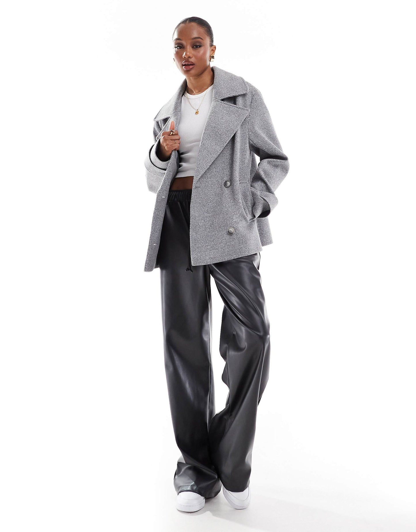 Tall Formal Faux Wool Pea Coat