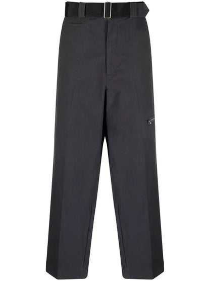 Zip-Detail Cotton Trousers