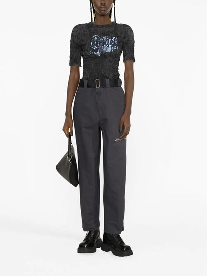 Zip-Detail Cotton Trousers