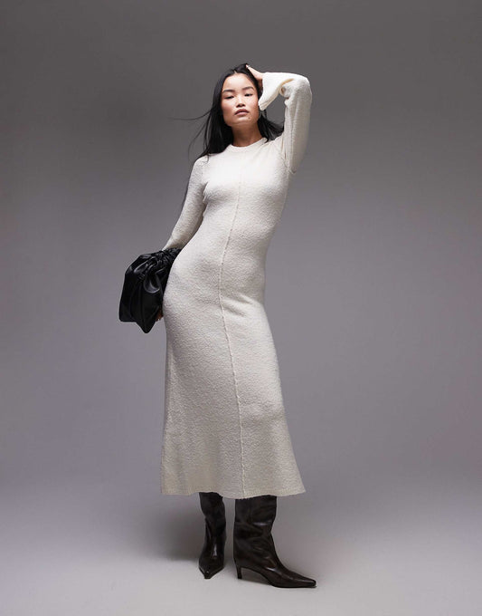 Knitted Boucle Maxi Dress