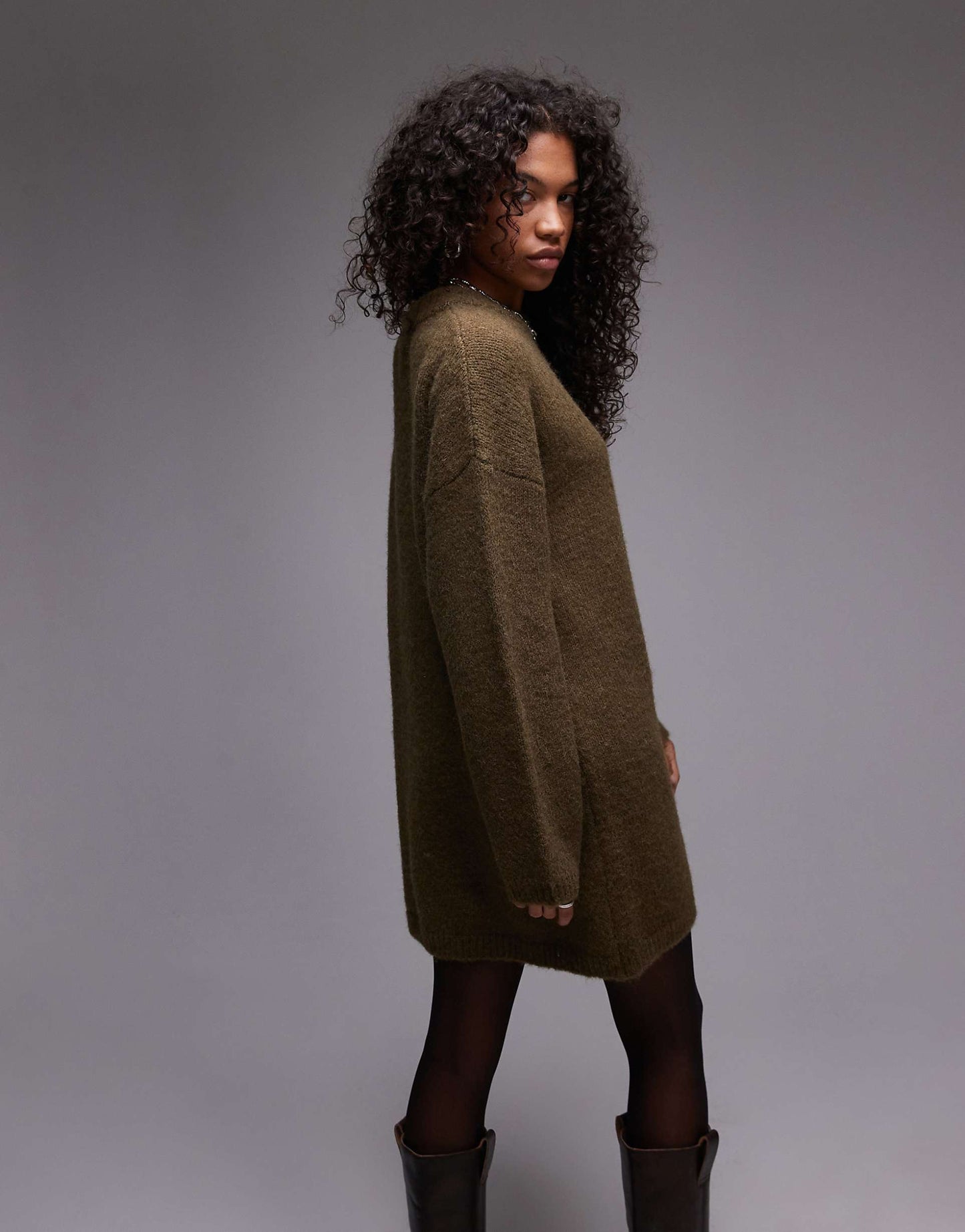 Knitted Fluffy Crew Oversized Dress