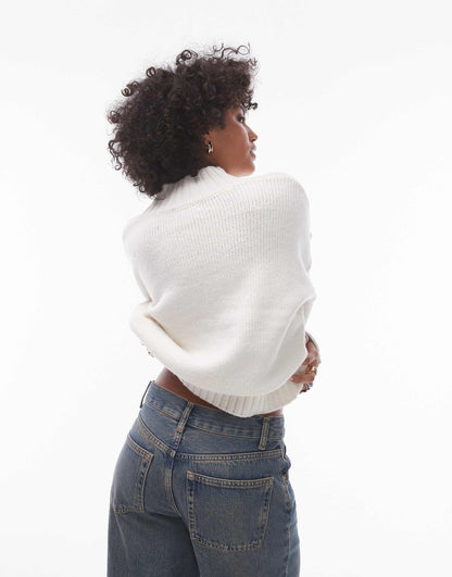 Knitted High V-Neck Clean Jumper