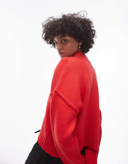 Knitted High V-Neck Clean Jumper