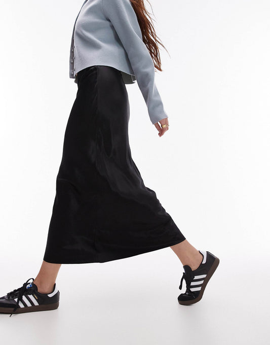 Satin Bias Midi Skirt