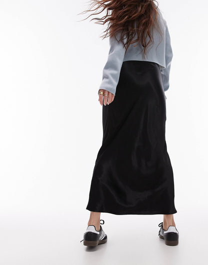 Satin Bias Midi Skirt