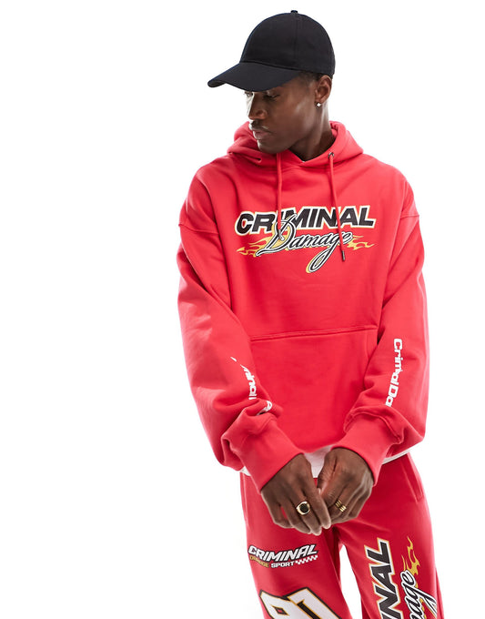 Heavyweight Hoodie With Racing Graphics