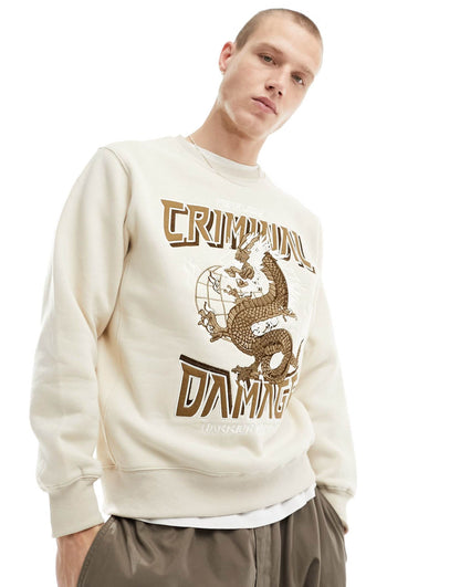 Sweatshirt With Large Dragon Embriodery
