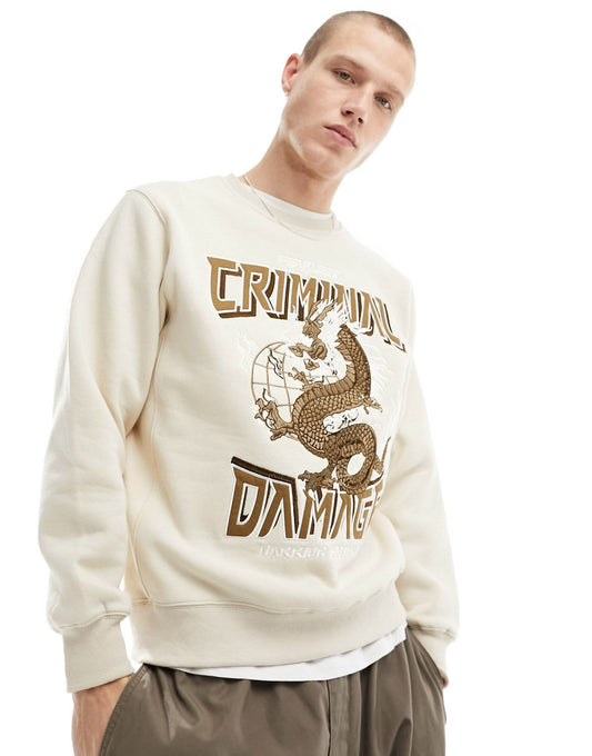 Sweatshirt With Large Dragon Embriodery
