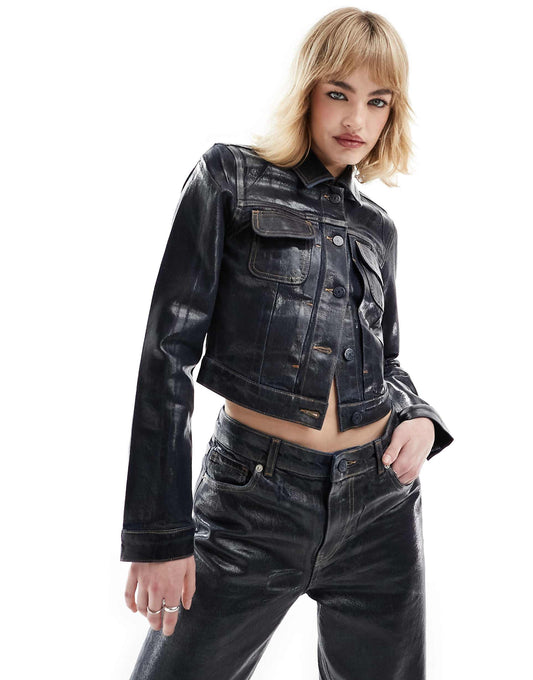 Metallic Wash Denim Jacket