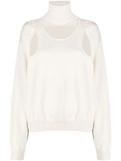 Cut-Out Detail High-Neck Jumper