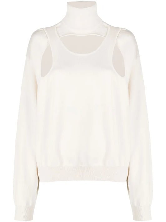 Cut-Out Detail High-Neck Jumper