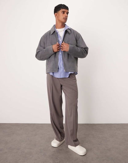 Oversized Cropped Coach Wool Look Jacket