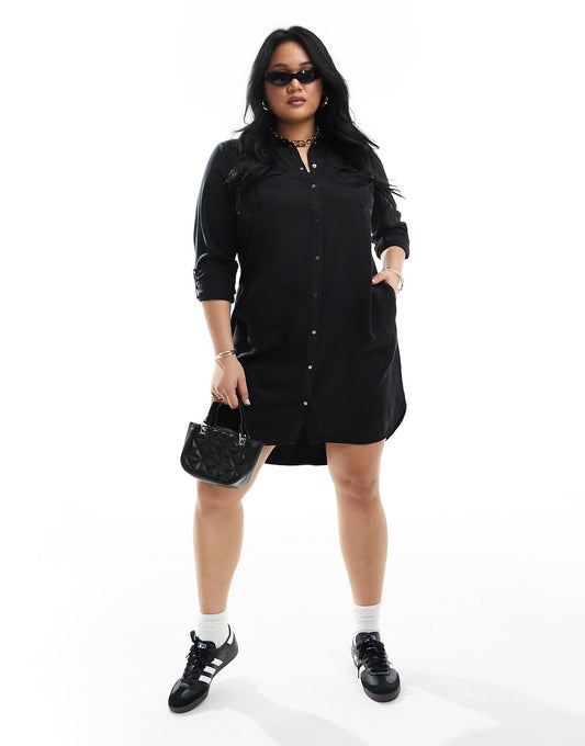Curve Denim Shirt Dress