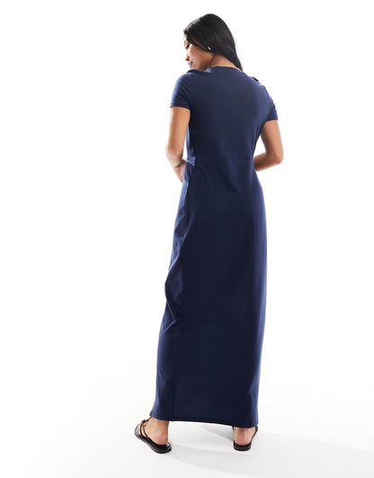 Petite Knotted T-Shirt Maxi Dress With Split