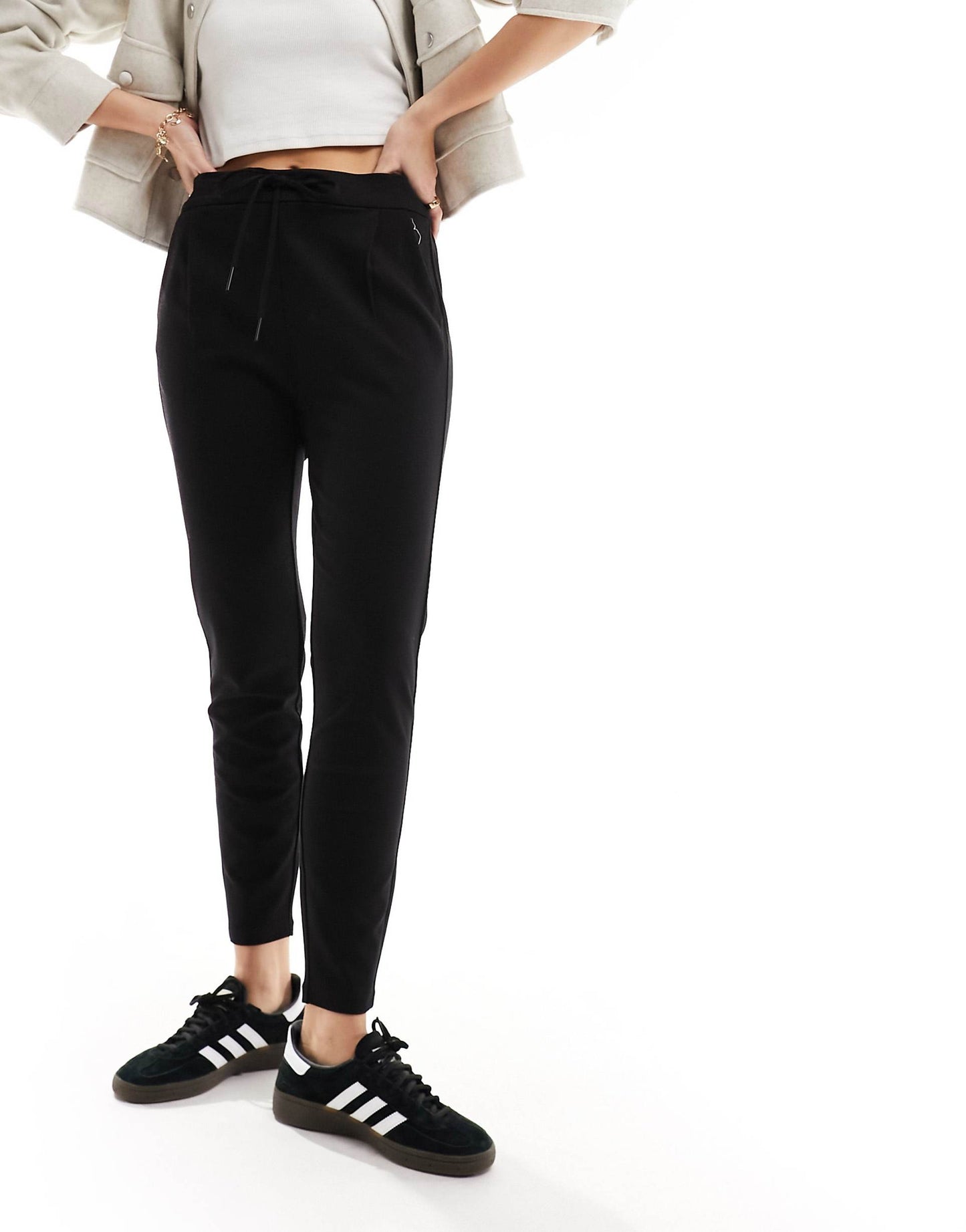 Jersey Tie Waist Tapered Trousers