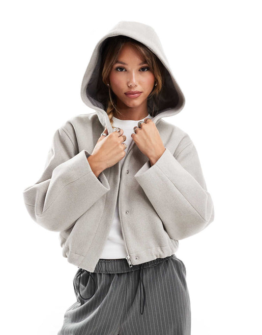 Formal Cropped Jacket With Hood