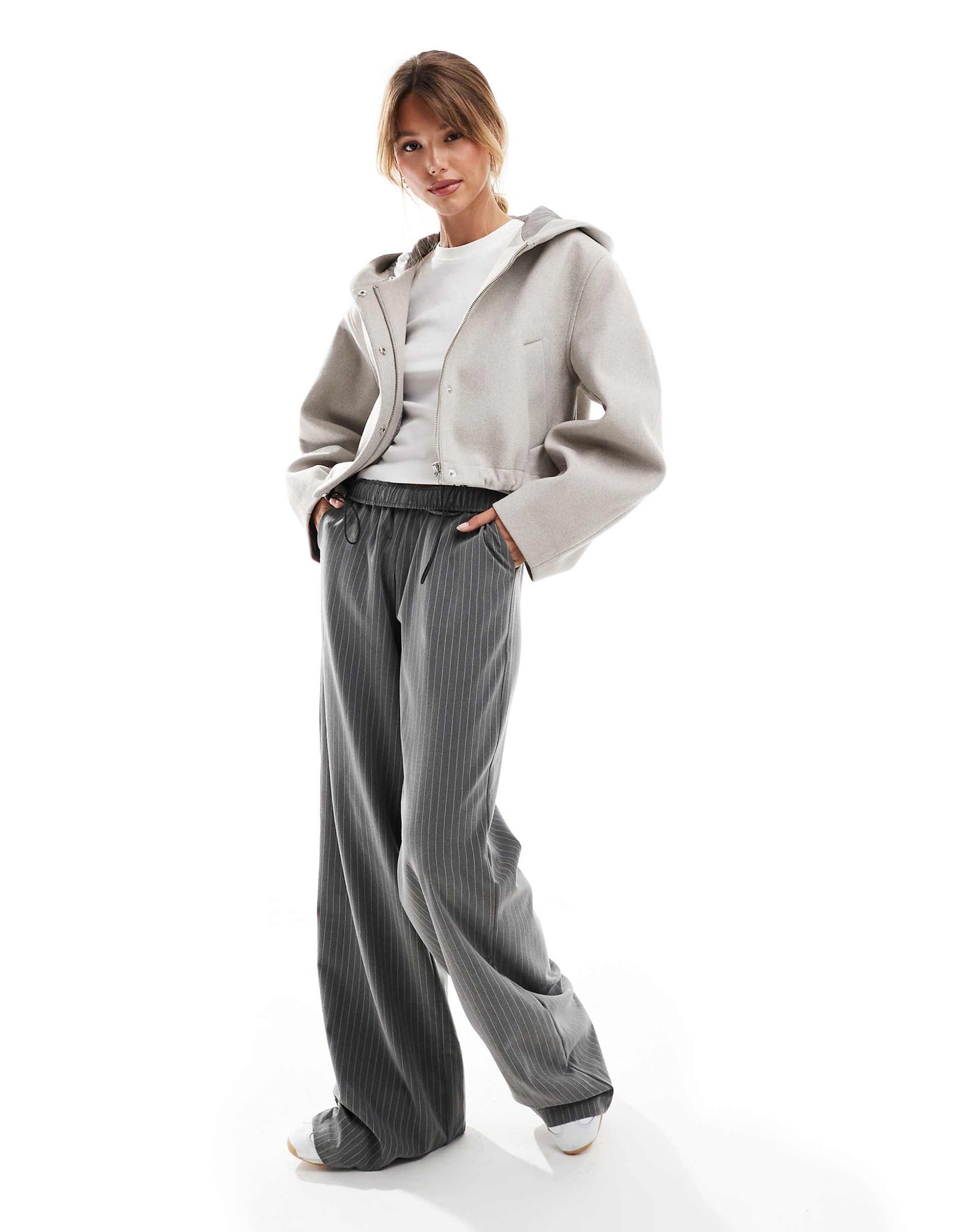 Formal Cropped Jacket With Hood