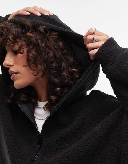 Borg Zip Through Fleece Hoodie