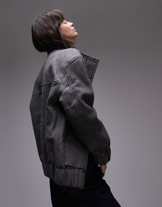 Wool Look Bomber Jacket