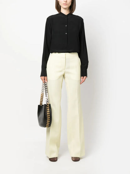 Band-Collar Silk Blouse
