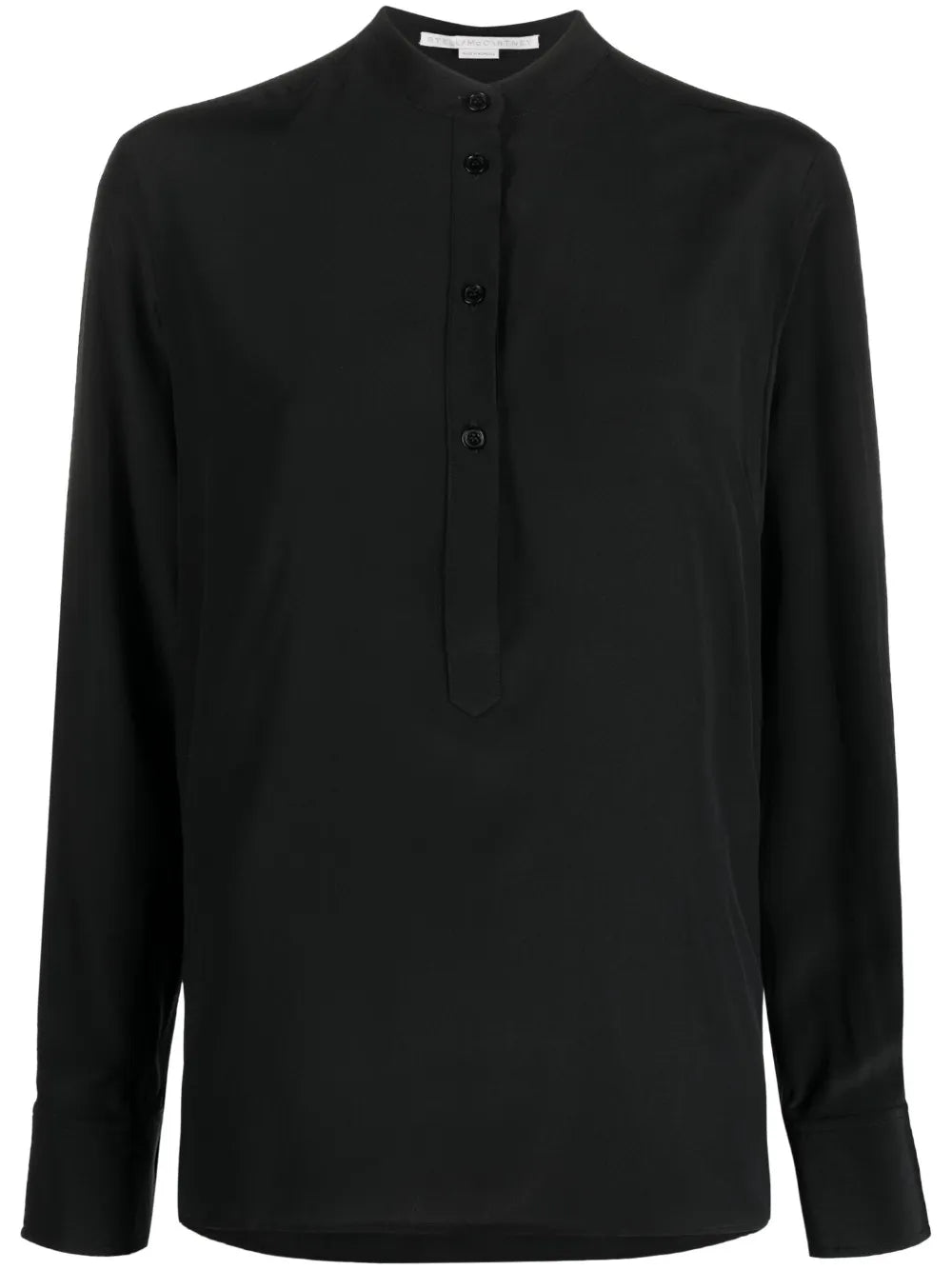 Band-Collar Silk Blouse