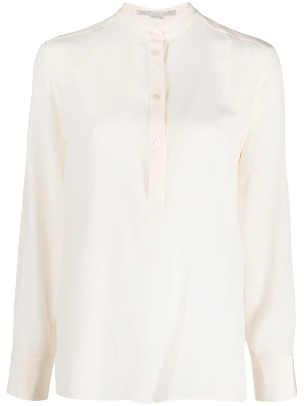 Band-Collar Silk Blouse