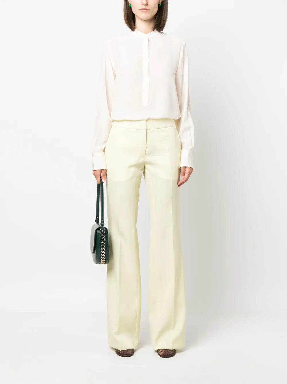 Band-Collar Silk Blouse