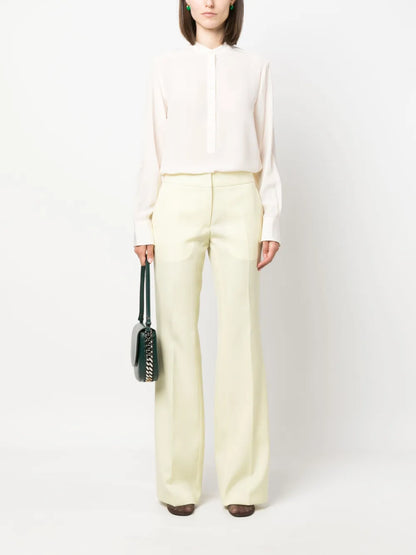 Band-Collar Silk Blouse