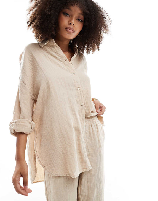 Cheesecloth Oversized Shirt Co-Ord