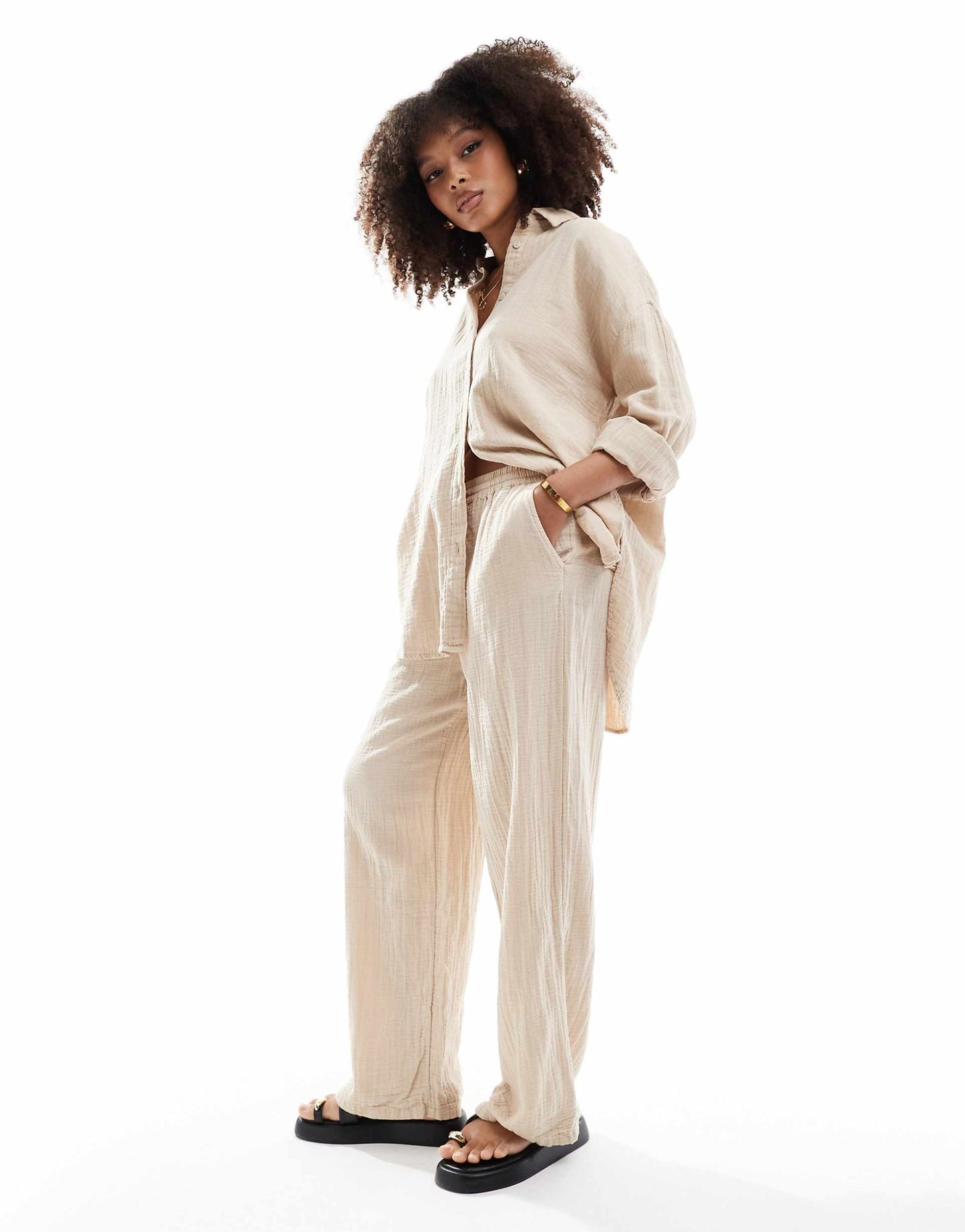 Cheesecloth Oversized Shirt Co-Ord