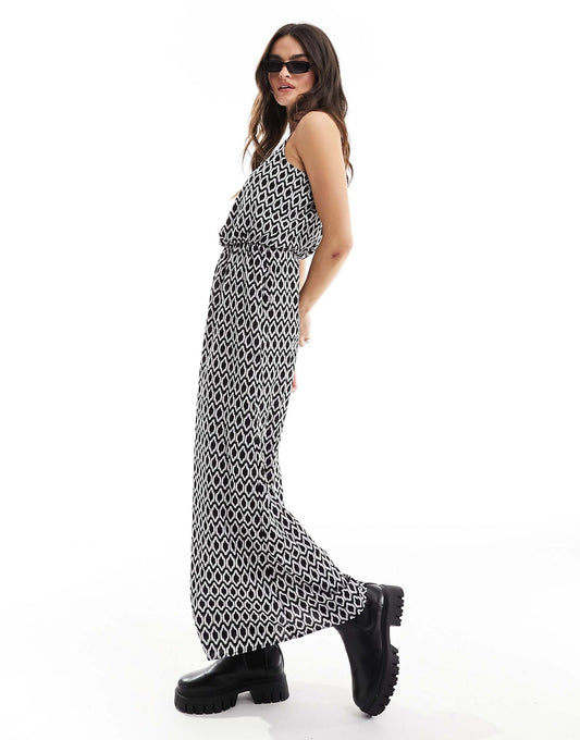 Strappy Maxi Dress With Graphic Print