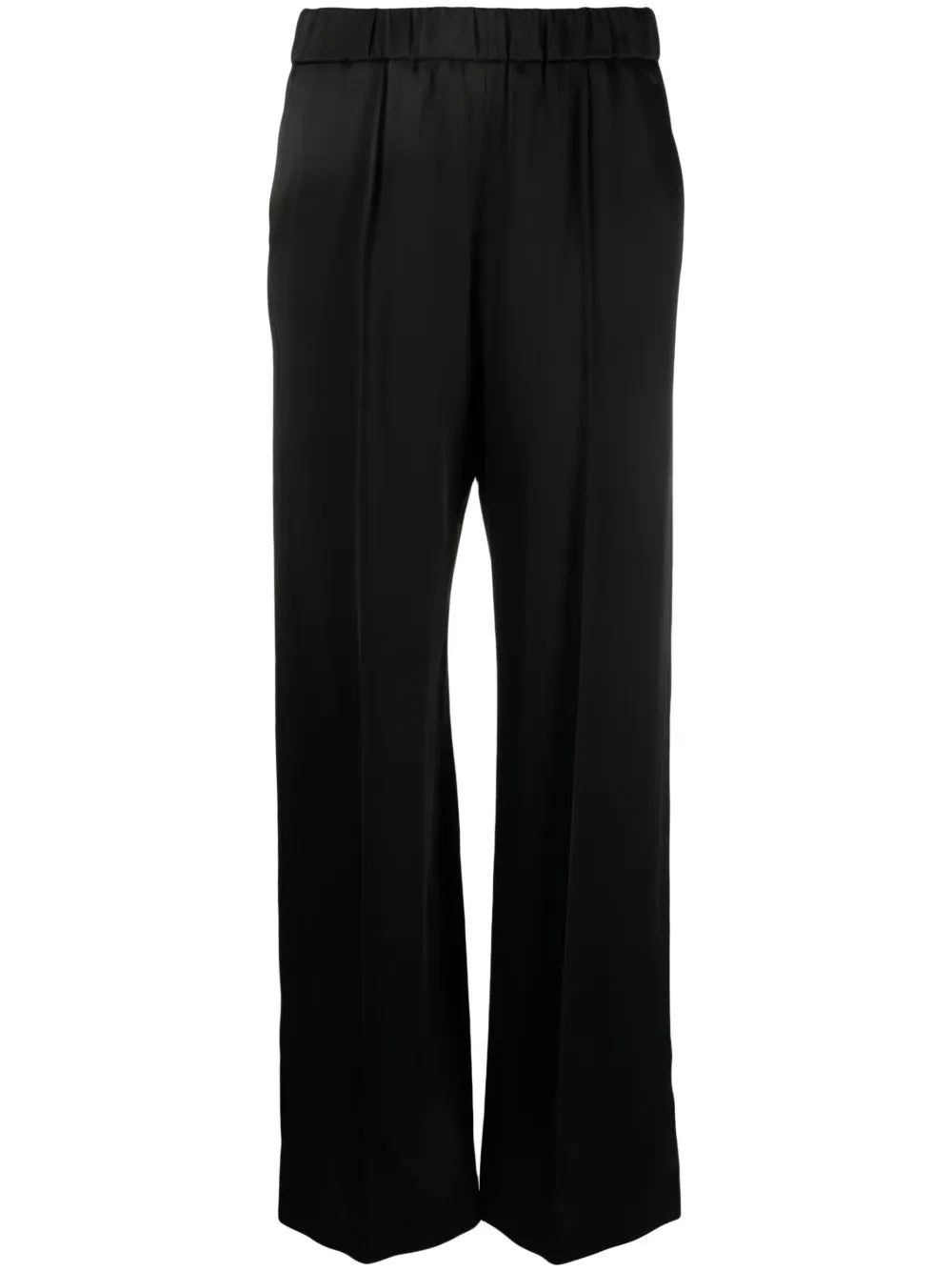 Satin-Finish Wide-Leg Trousers