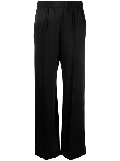Satin-Finish Wide-Leg Trousers