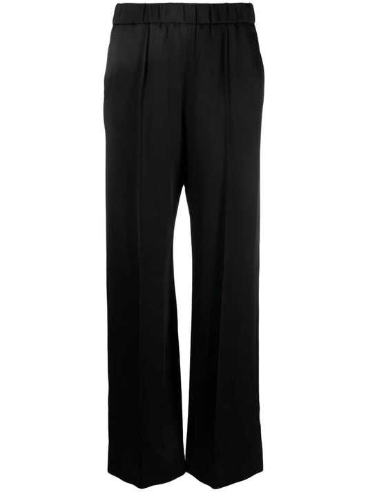Satin-Finish Wide-Leg Trousers