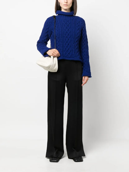 Satin-Finish Wide-Leg Trousers