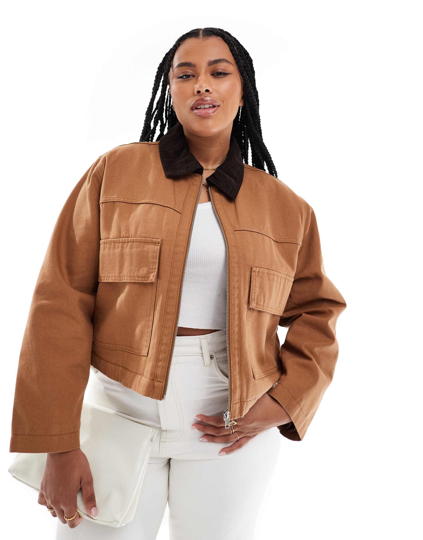 Curve Cropped Pocket Canvas Jacket