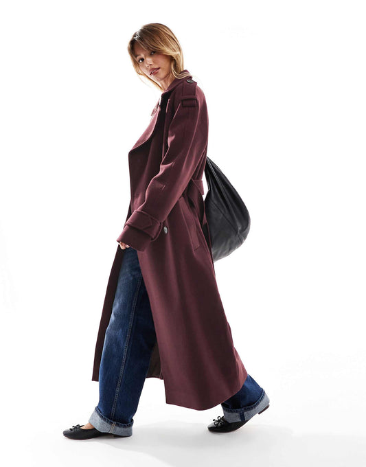 Formal Faux Wool Trench Coat