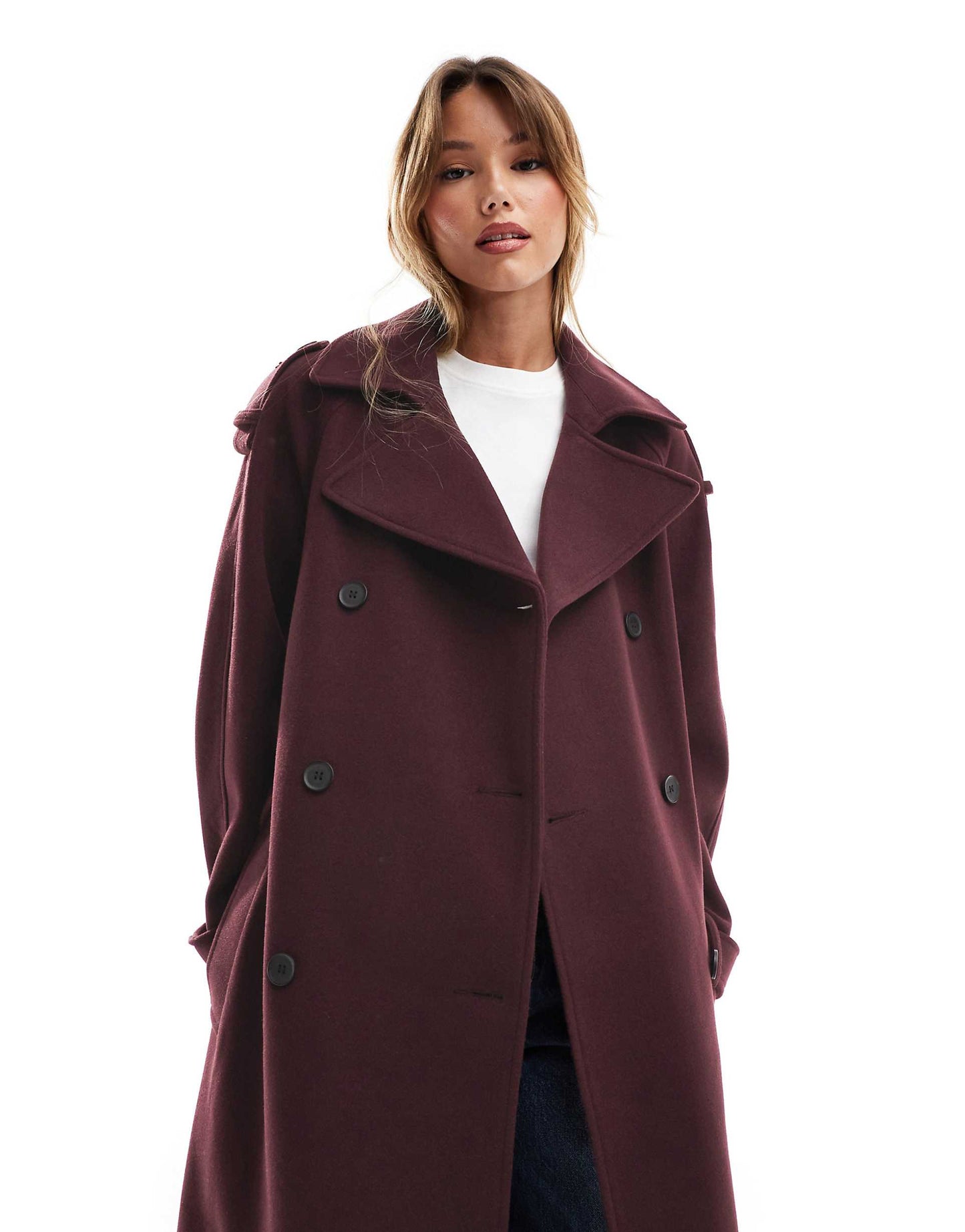 Formal Faux Wool Trench Coat