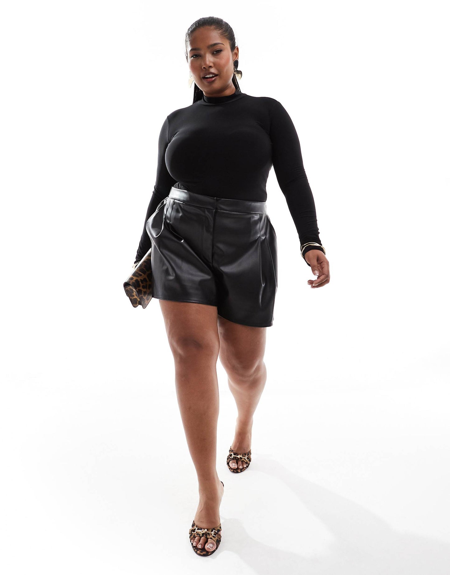 Curve Double Layer Slinky High Neck Long Sleeve Bodysuit