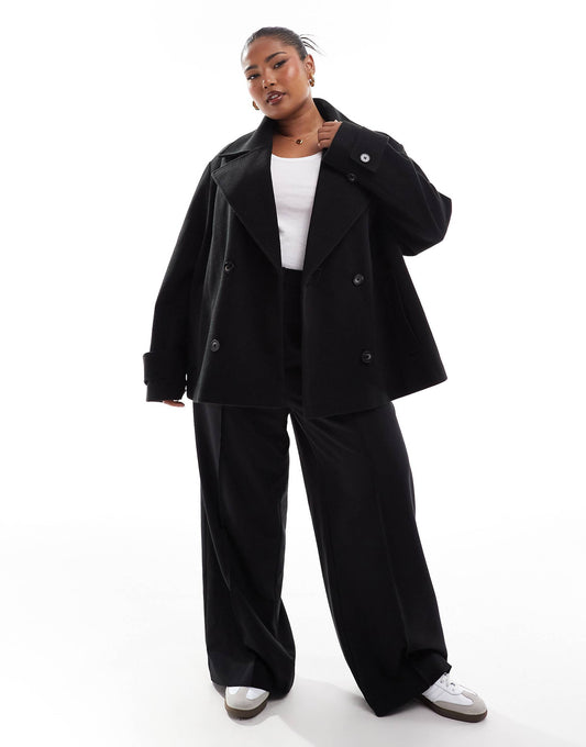 Curve Formal Faux Wool Pea Coat