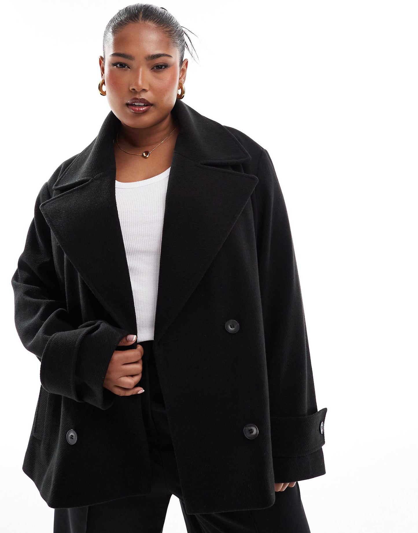 Curve Formal Faux Wool Pea Coat