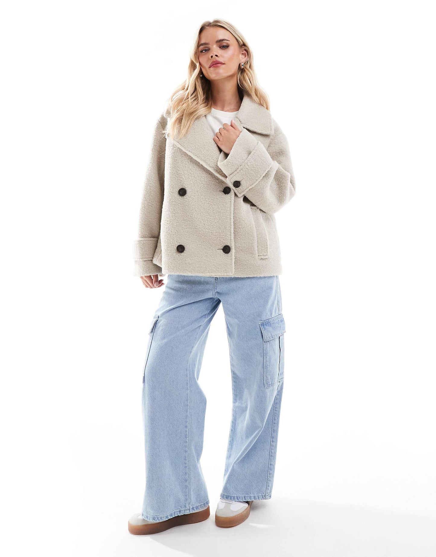 Petite Faux Wool Pea Coat