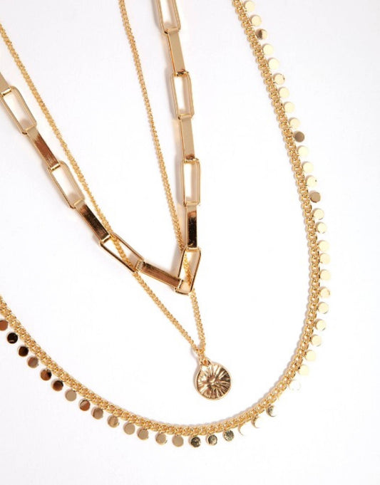 Gold Jingle Multi Row Necklace