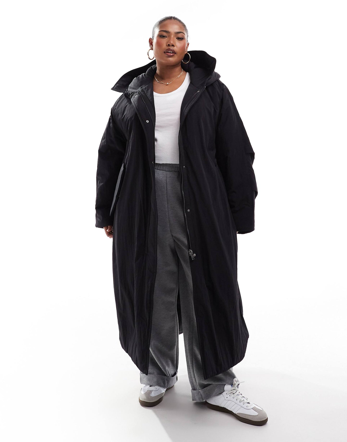 Curve Clean Longline Puffer Coat With Hood