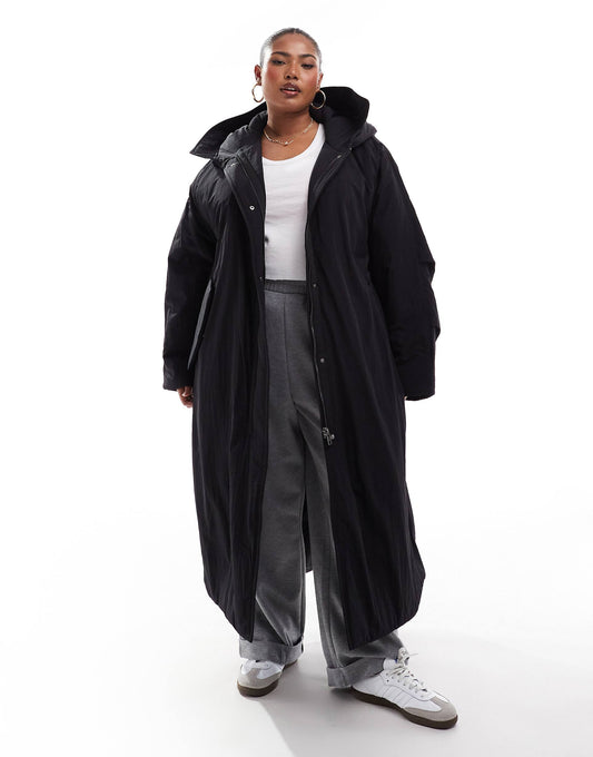 Curve Clean Longline Puffer Coat With Hood