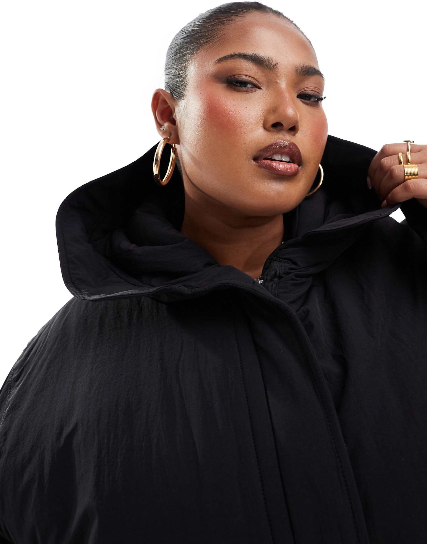 Curve Clean Longline Puffer Coat With Hood
