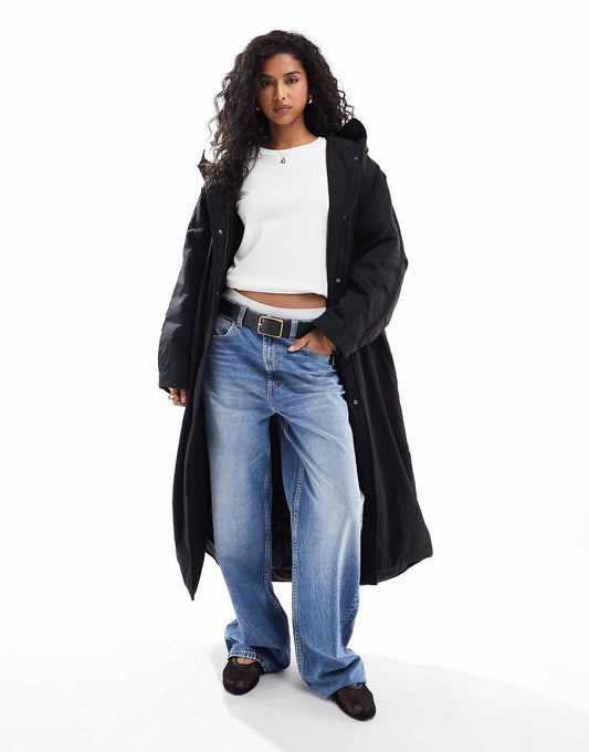 Clean Longline Puffer Coat With Hood